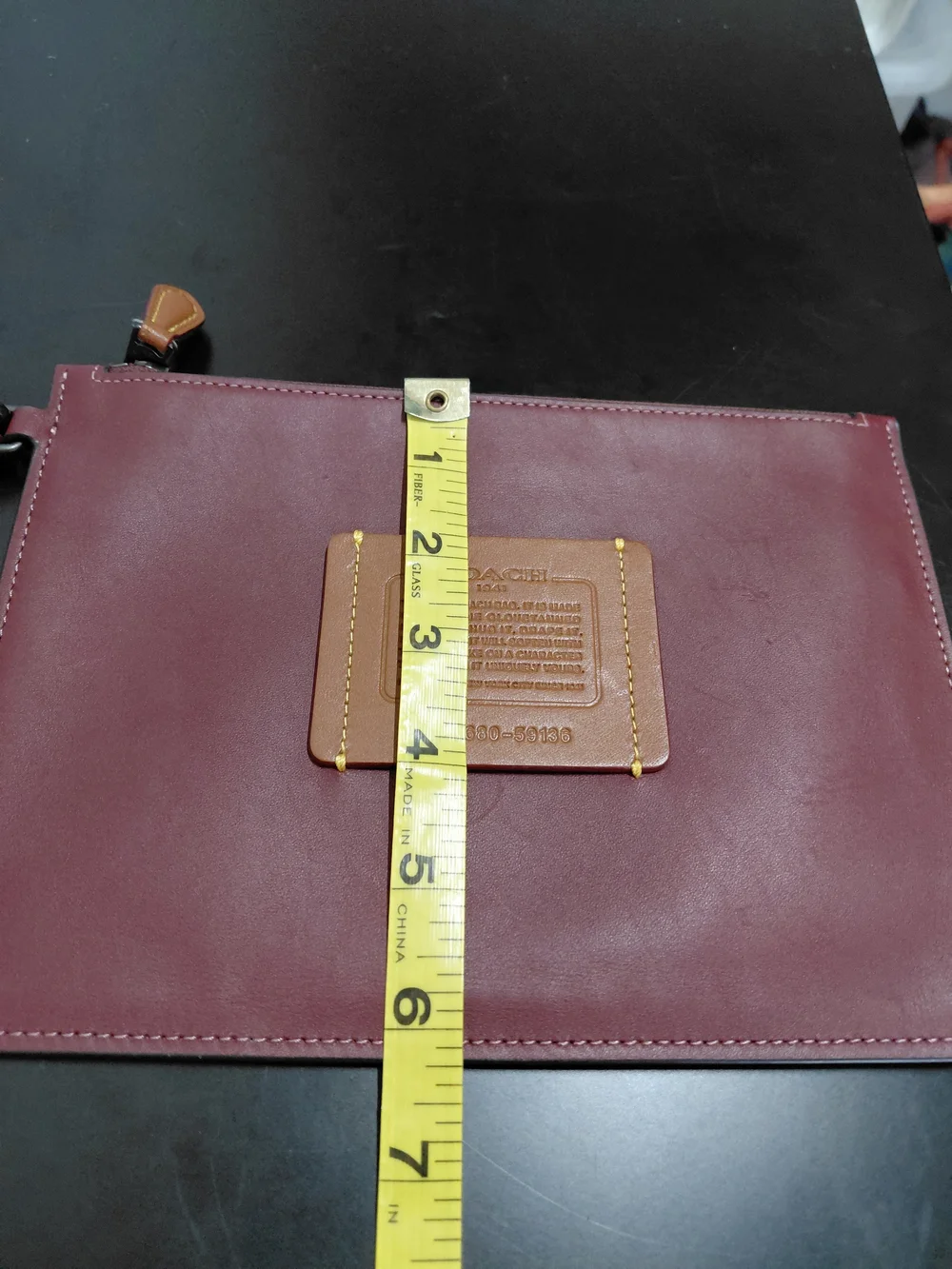 Coach Burgundy Leather Wristlet with Tan Patch